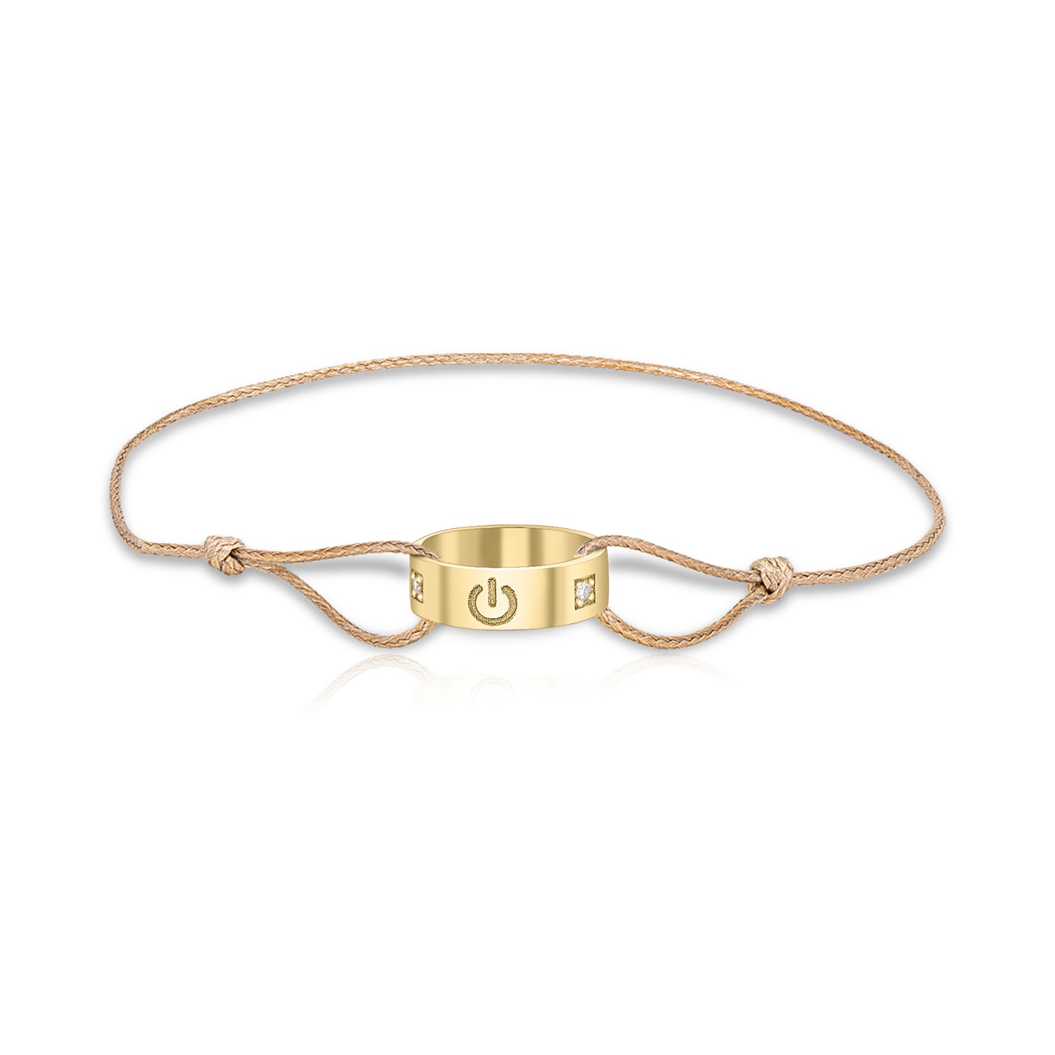 Power ON W - Cord Bracelet - One Ring