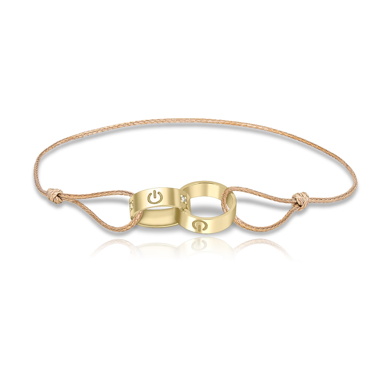 Power ON W - Cord Bracelet - Double Ring