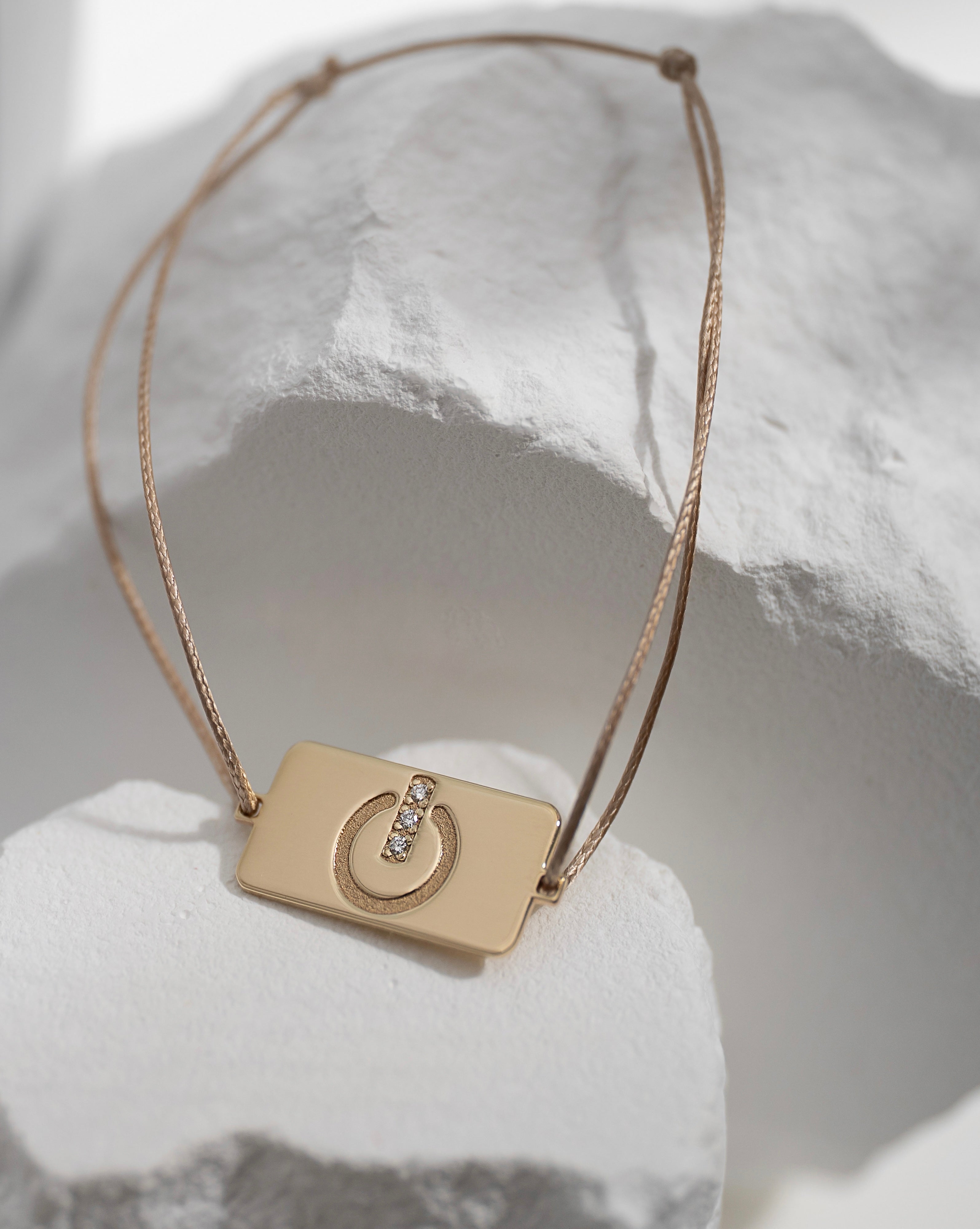 Power ON W - Gold Plate Cord Bracelet