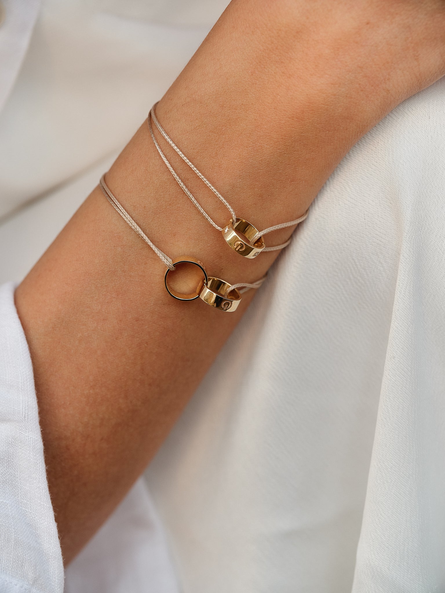 Power ON W - Cord Bracelet - Double Ring